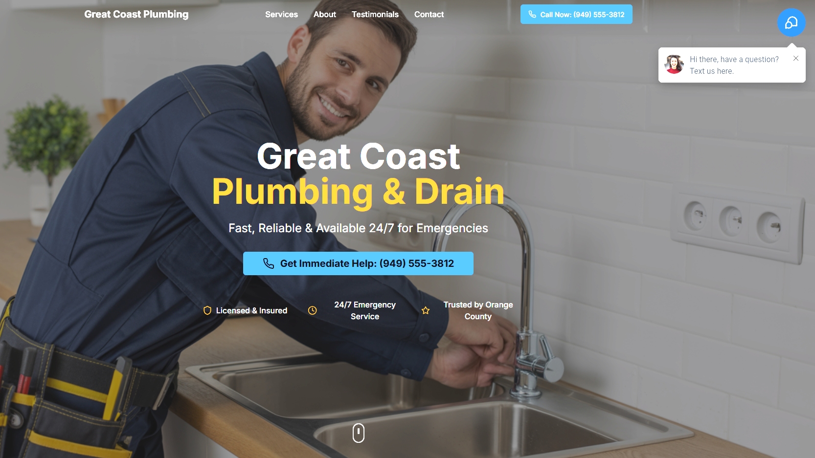 Great Coast Plumbing website screenshot